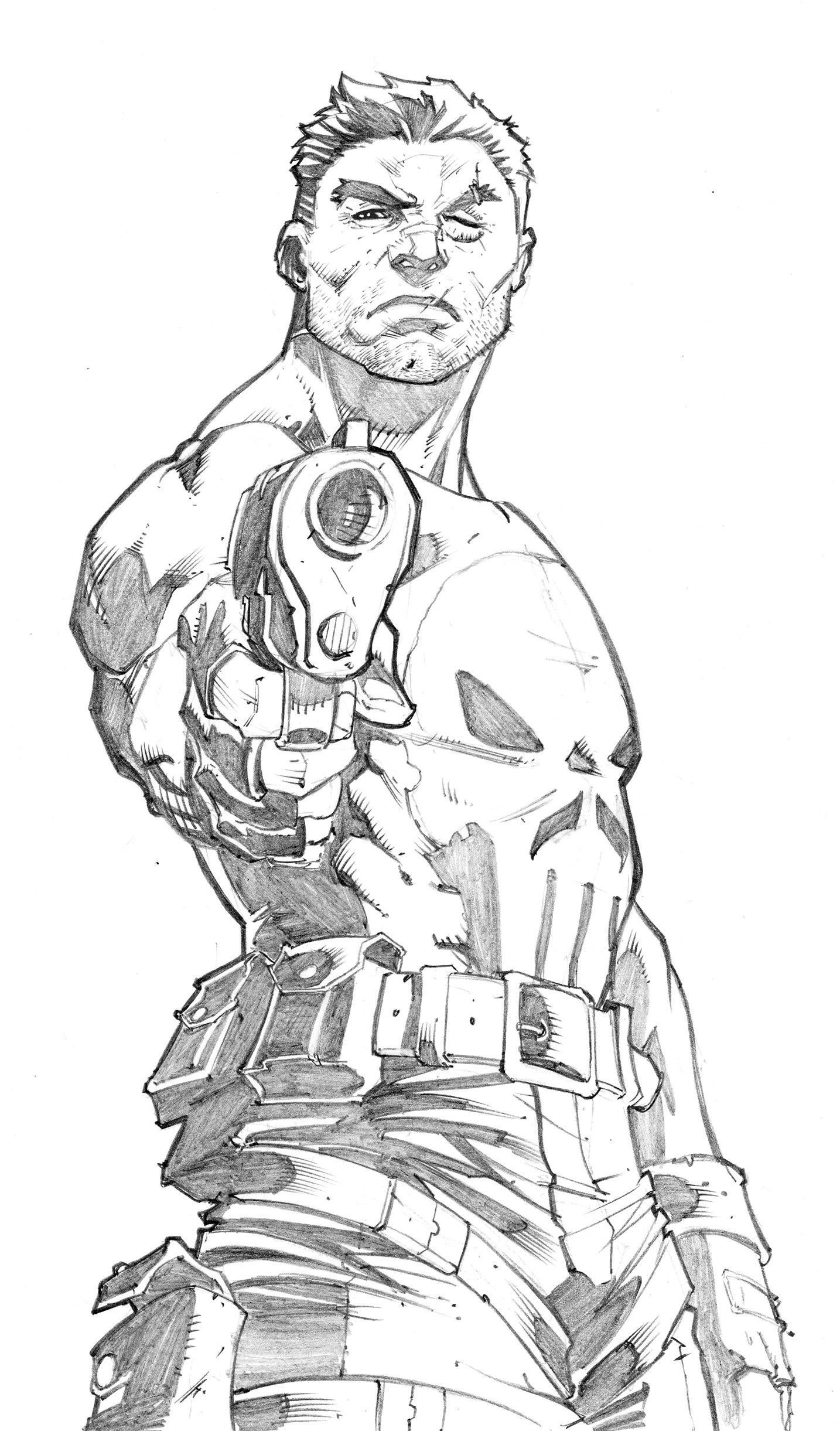 1434x2442 Artstation - Punisher Drawing