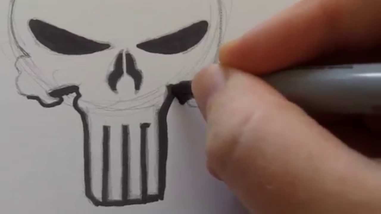 1280x720 how to draw a punisher skull - Punisher Skull Drawing