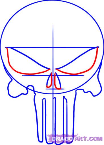 366x509 how to draw the punisher skull, step - Punisher Skull Drawing