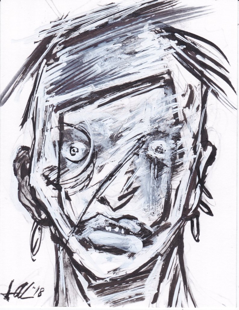 794x1031 original art ink drawing portrait surreal abstract horror punk etsy - Punk Drawings