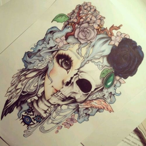 500x500 drawing art kawaii beautiful indie grunge skull punk alternative - Punk Drawings