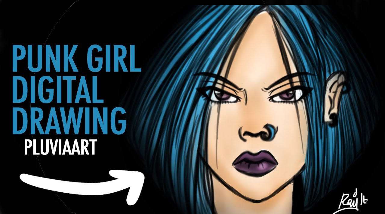 1280x712 punk girl digital drawing - Punk Girl Drawing