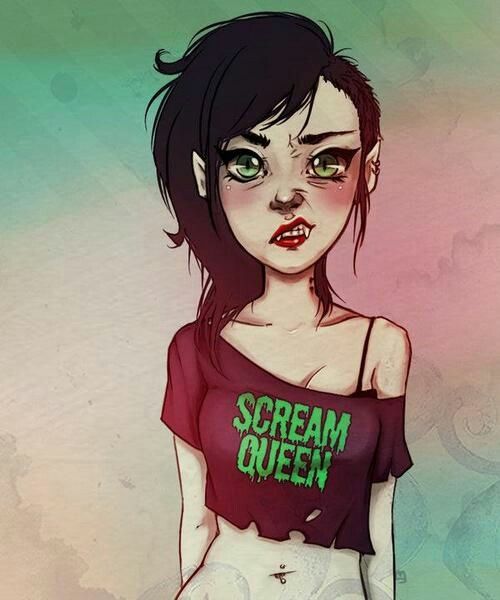 500x600 punk girl scream queen drawing cool drawings in drawings - Punk Girl Drawing
