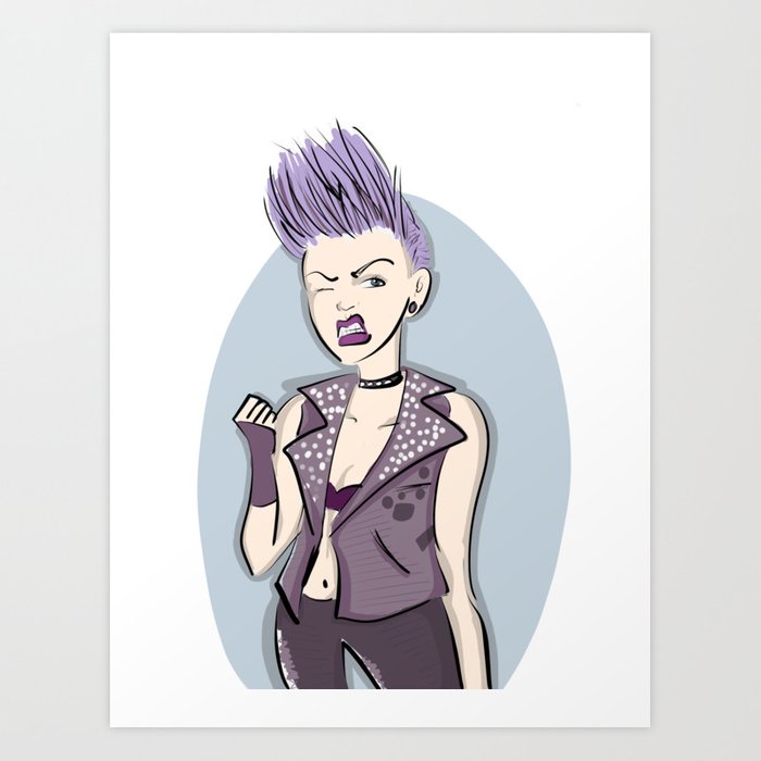 700x700 purple haired punk girl with attitude art print - Punk Girl Drawing