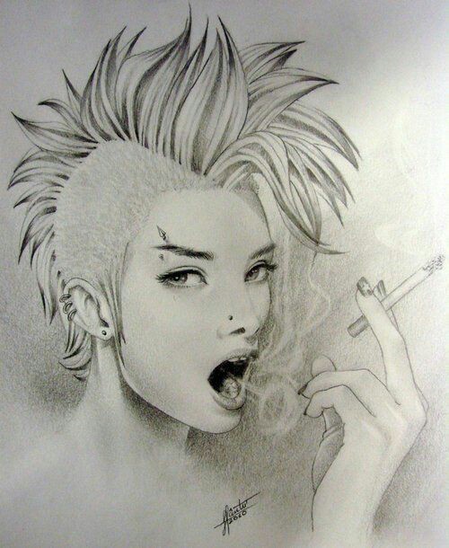500x610 punk drawn girl discovered - Punk Girl Drawing