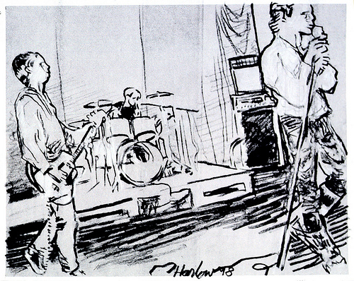 500x398 drawing from photo of punk rock band, sic pleasure - Punk Rock Drawings