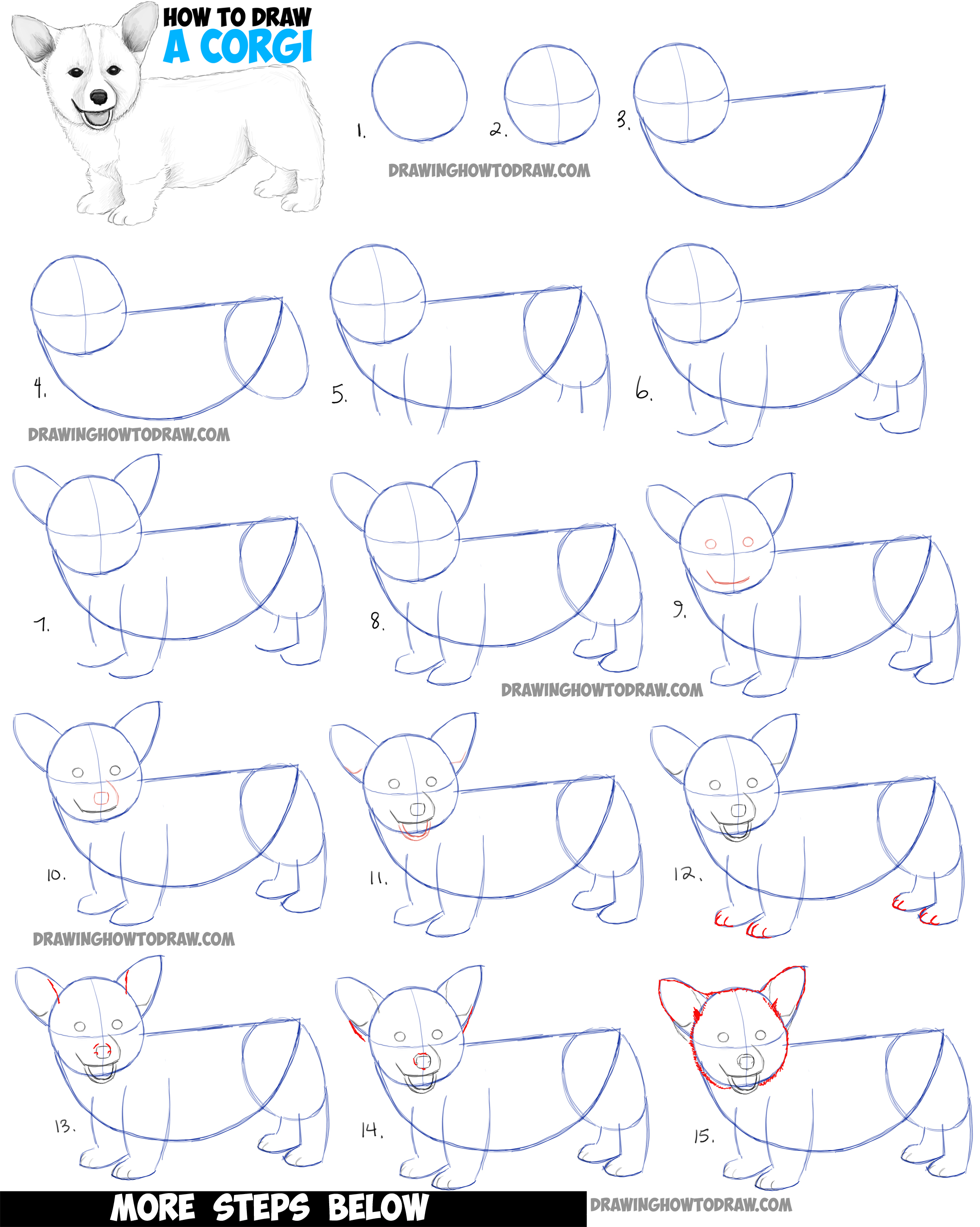 2200x2754 How To Draw A Corgi Puppy Easy Step - Puppy Drawing Step By Step