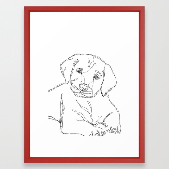 700x700 Labrador One Line Drawing Framed Art Print - Puppy Line Drawing