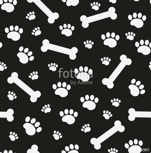 492x500 dog bones seamless pattern bone and traces of puppy paws - Puppy Paw Drawing