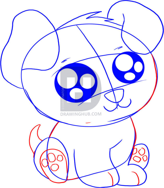 628x720 How To Draw An Anime Cartoon Puppy, Step - Puppy Paw Drawing
