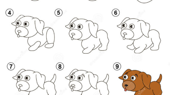 570x320 Collection Of 'puppy Drawing Step - Puppy Step By Step Drawing