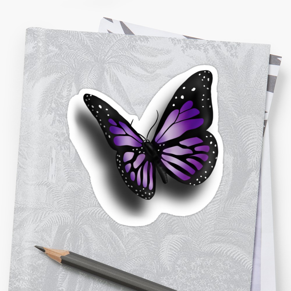 1000x1000 purple butterfly sticker - Purple Butterfly Drawing