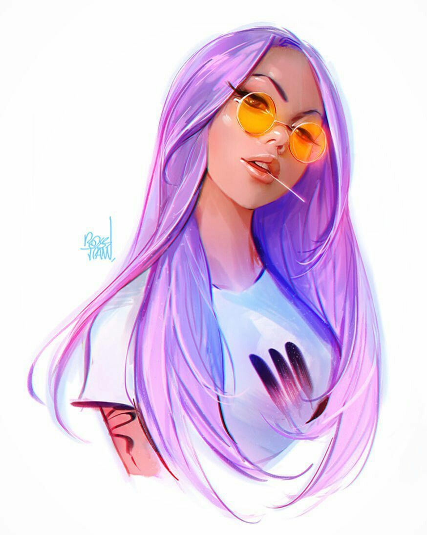 874x1093 a purple haired girl inspiration - Purple Drawings