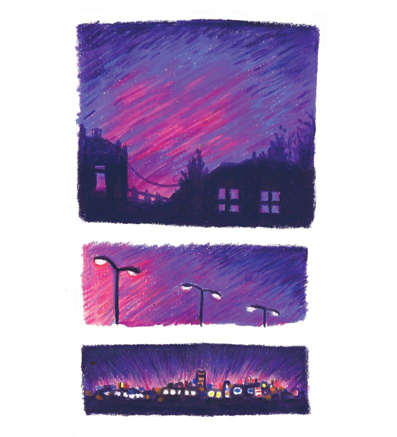 794x874 pink purple sky sunset illustration print small art print etsy - Purple Drawings
