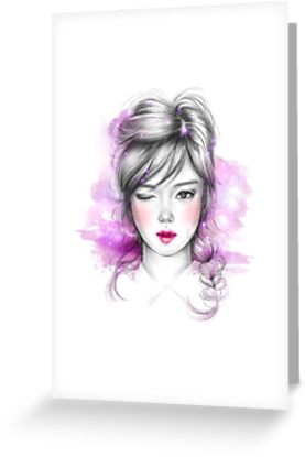277x415 purple girl greeting cards - Purple Drawings