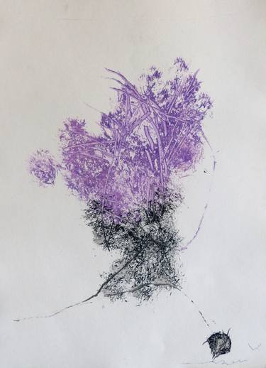375x518 Thwarted Intentions Drawing - Purple Drawings