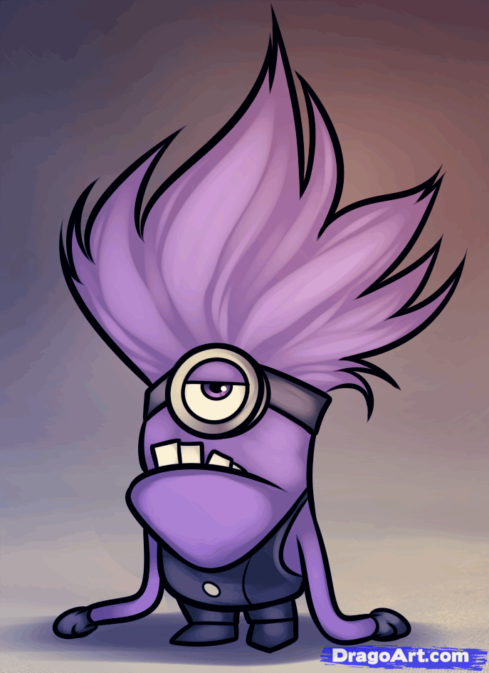687x945 How To Draw An Evil Minion, Despicable Me Step - Purple Drawings