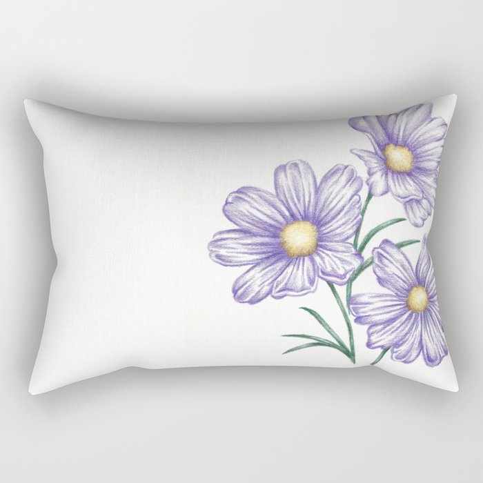700x700 purple flower garden art drawing print daisy rectangular pillow - Purple Flower Drawing