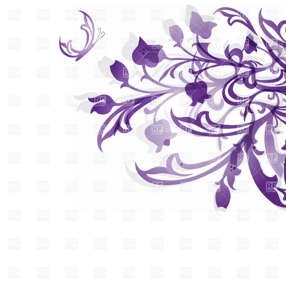 1200x1200 violet hand drawn flowers on white background vector image - Purple Flower Drawing