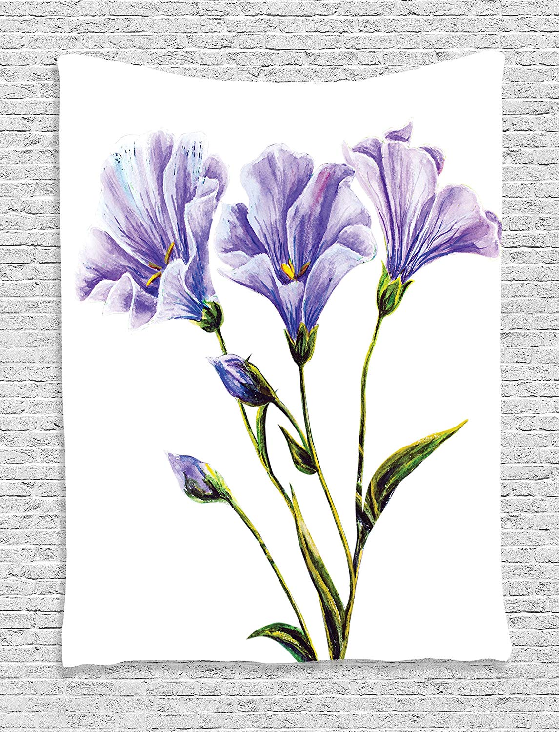 1146x1500 ambesonne watercolor flower tapestry, wild flowers - Purple Flower Drawing