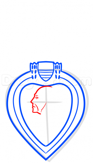 299x520 learn drawing the purple heart medal, symbols, pop culture, free - Purple Heart Medal Drawing