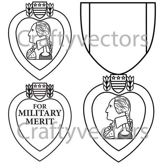 570x570 purple heart medal vector etsy - Purple Heart Medal Drawing