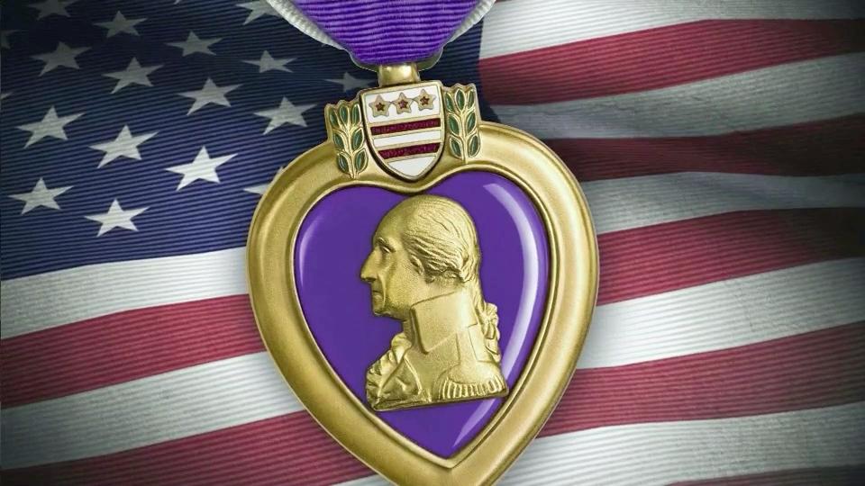 960x540 decade long search puts purple heart back in hands of rightful - Purple Heart Medal Drawing