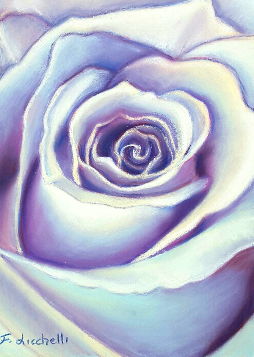 854x1200 Francesca Licchelli On Twitter Pastel Drawing, Purple Rose, Ooak - Purple Rose Drawing