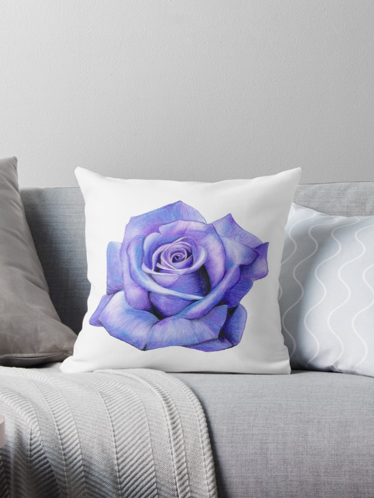 750x1000 purple rose drawing throw pillows - Purple Rose Drawing