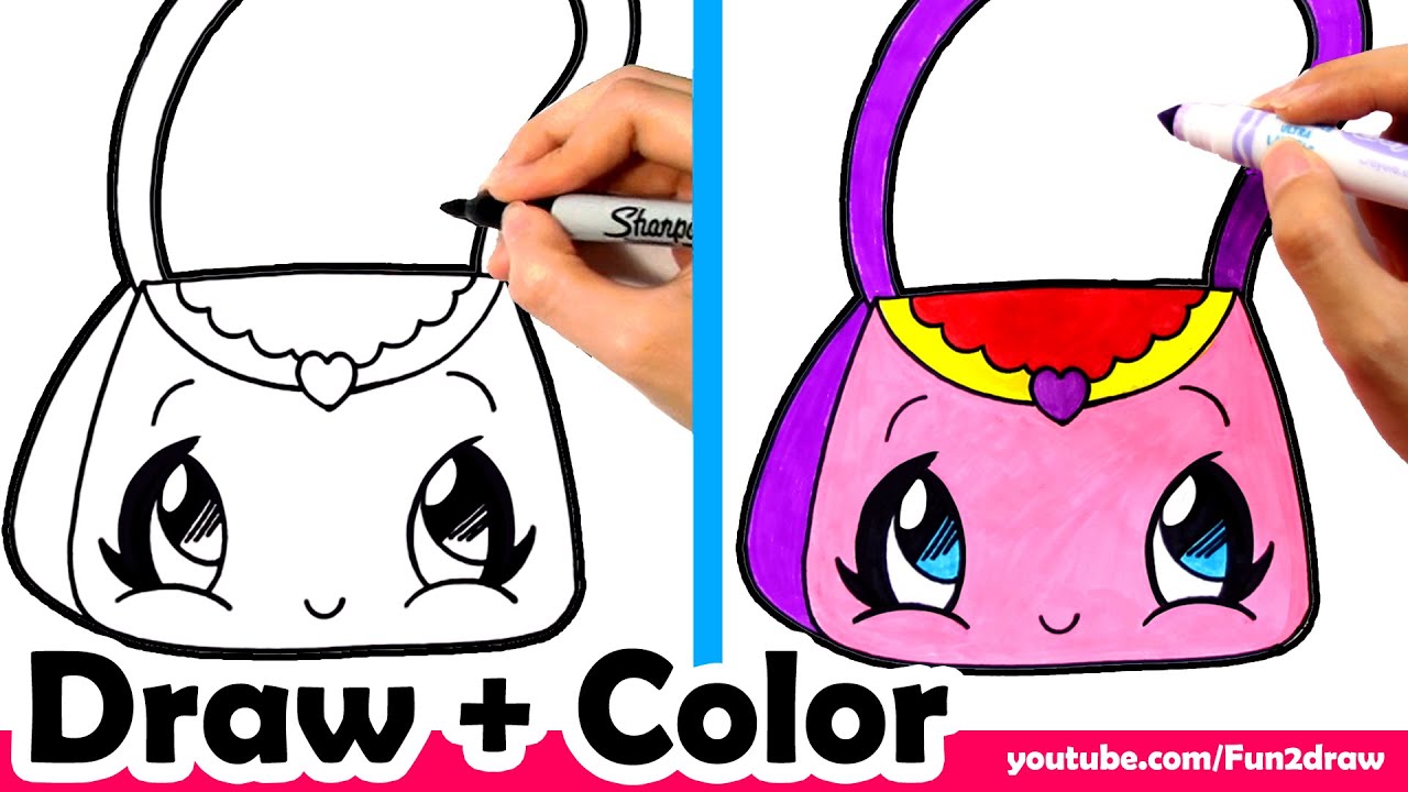 1280x720 how to draw a purse cute + easy - Purse Drawing