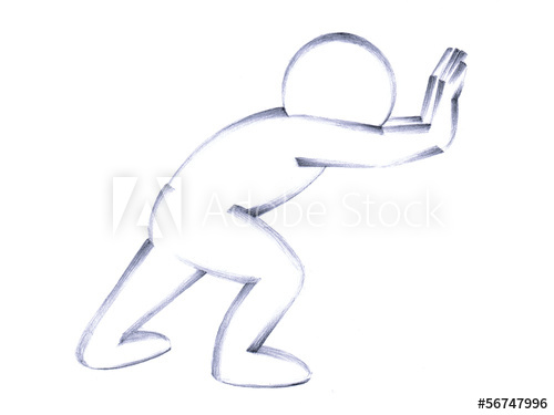 500x375 handmade pencil drawing of a figure push something - Push Drawing