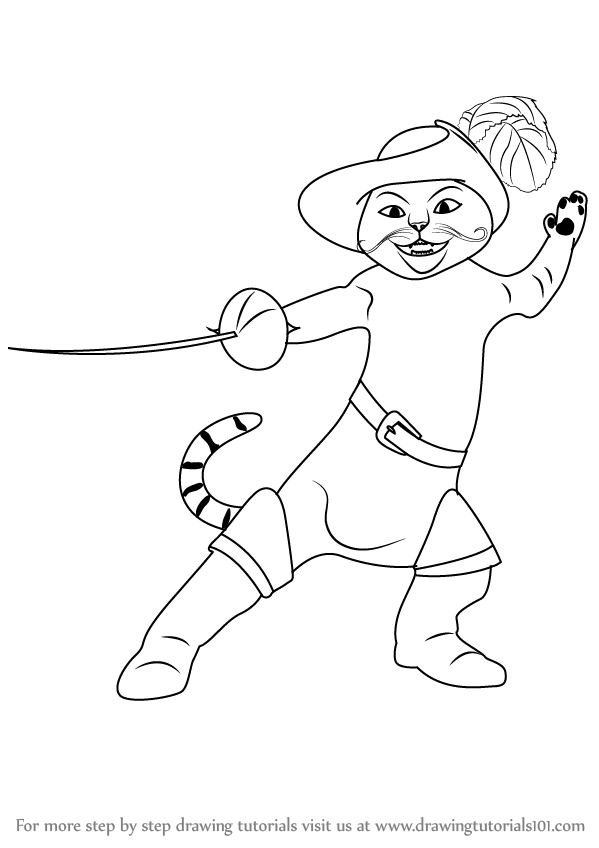 599x848 learn how to draw puss in boots - Puss In Boots Drawing