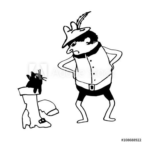 500x500 drawing puss in boots, tyrolean hunter and his cat, the sketch - Puss In Boots Drawing