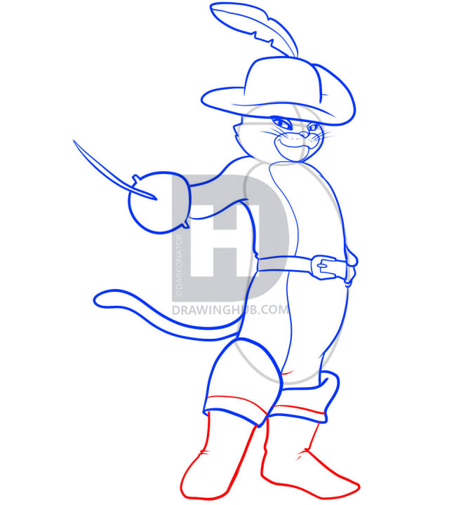 667x720 how to draw puss in boots, shrek, step - Puss In Boots Drawing