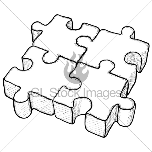 500x500 Shaped Vector Drawing Puzzle Gl Stock Images - Puzzle Drawing