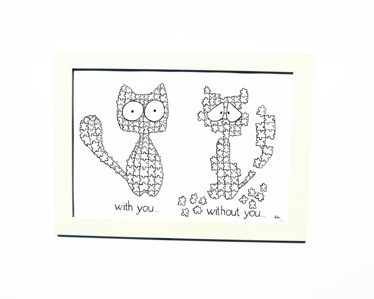 1250x1000 Drawing Handmade Puzzle Cats, With Or Without You Art And Cat - Puzzle Drawing
