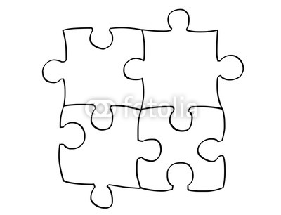 400x306 Vector Artistic Pen And Ink Drawing Illustration Of Four Jigsaw - Puzzle Pieces Drawing