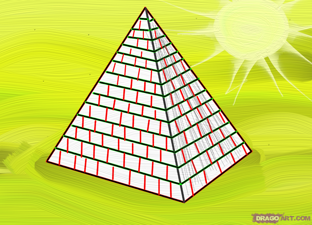 1024x738 how to draw pyramids, step - Pyramid Drawing