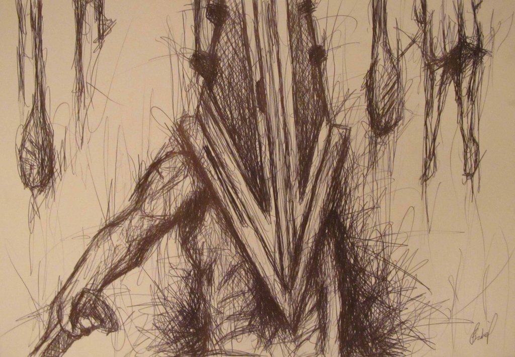 1024x710 artist does very cool speed drawing of pyramid head - Pyramid Head Drawing