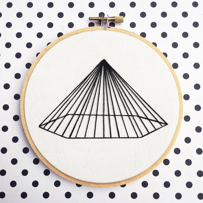794x794 Geometric Pyramid Line Hand Embroidery Hoop Art Hoop Home Etsy - Pyramid Line Drawing