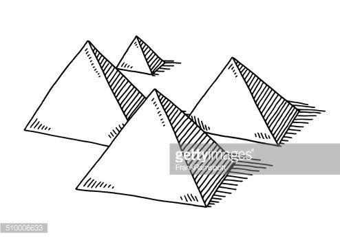 494x346 Pyramid Shapes Drawing Premium Clipart - Pyramid Line Drawing