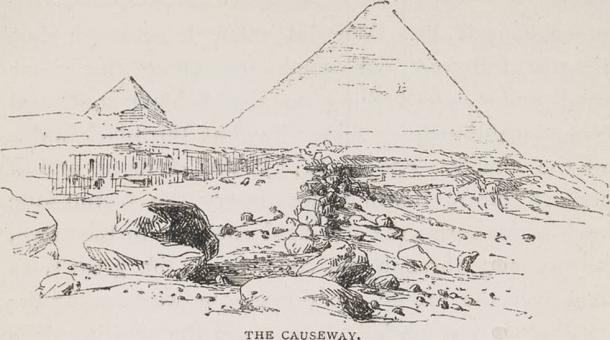 610x340 how the causeway for the great pyramid of egypt was found after - Pyramid Of Giza Drawing
