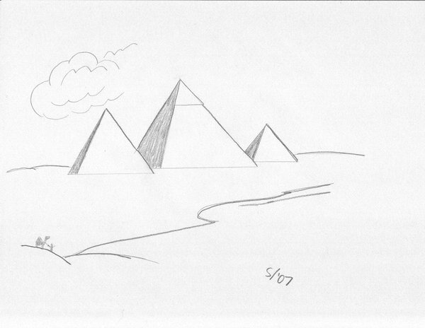 600x464 landscape and pyramids the art of max west - Pyramid Of Giza Drawing