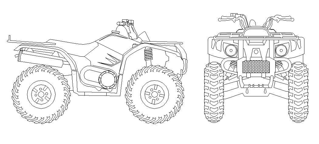 1050x475 quad bike cad drawing - Quad Drawing