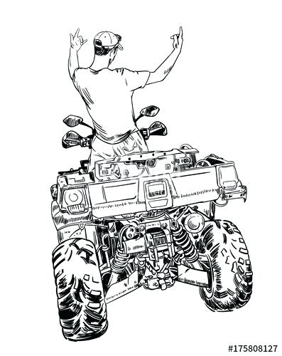 397x500 atv vector side - Quad Drawing