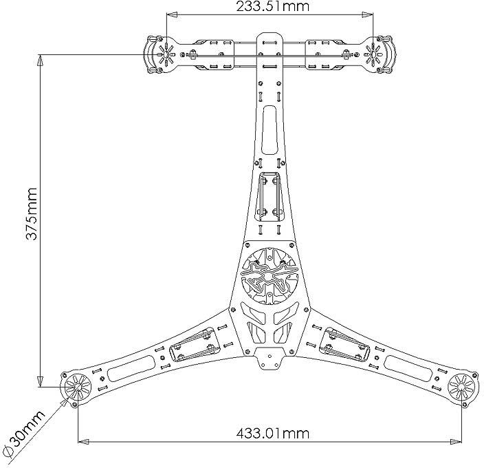 704x680 lynxmotion hunter vtail drone - Quadcopter Drawing