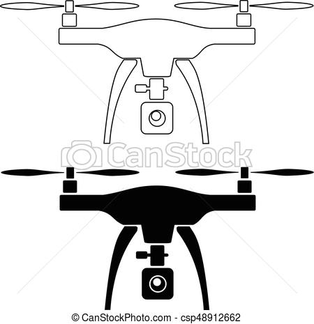 450x465 Rc Drone Quadcopter With Camera Black Symbol Vector - Quadcopter Drawing
