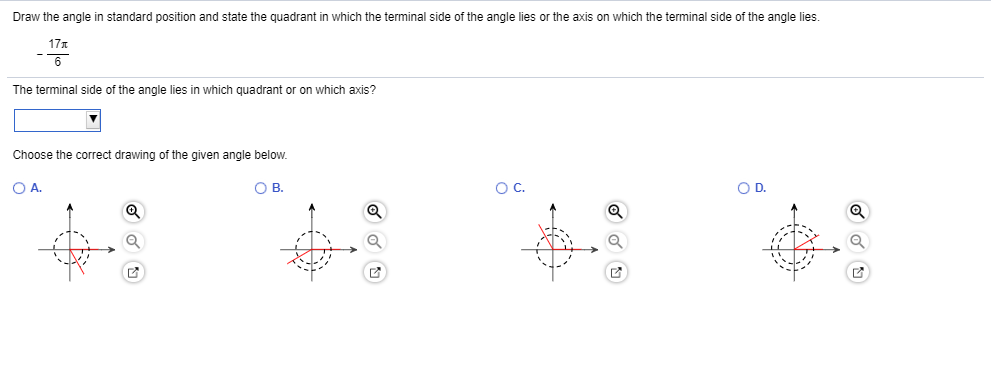 991x383 solved draw the angle in standard position and state - Quadrant Drawing