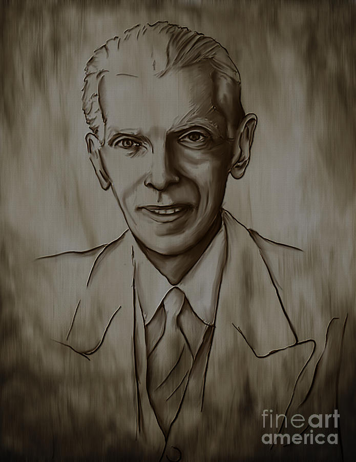 695x900 Quaid E Azam Sketch Painting - Quaid E Azam Drawing