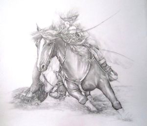 300x256 large quarter horse original graphite art equine drawing award - Quarter Horse Drawing